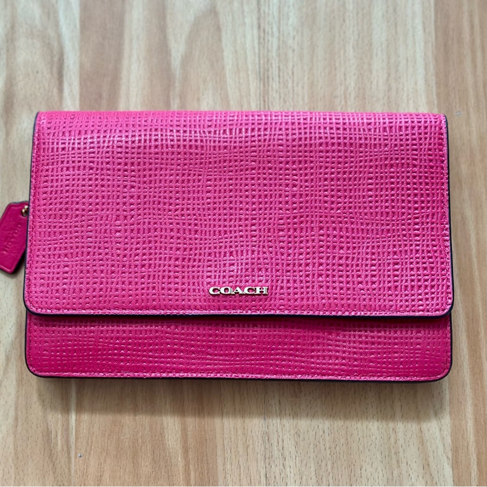 Coach Madison Embossed Pink Crossbody Clutch Bag